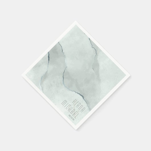 Serviette En Papier Aquarelle Dreamy Mariage Abstrait Vert/Bl ID817 (Coin)