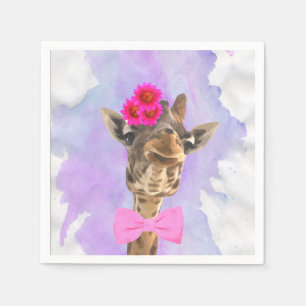 Serviette En Papier Aquarelle drôle mignonne d'animal de jungle de