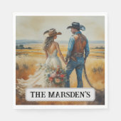 Serviette En Papier Aquarelle du Mariage de l'Ouest du pays (Devant)