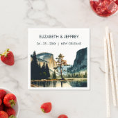 Serviette En Papier Aquarelle du Mariage du parc national Yosemite (En situation)