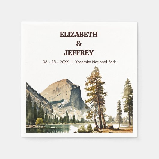 Serviette En Papier Aquarelle du Mariage du parc national Yosemite (Devant)