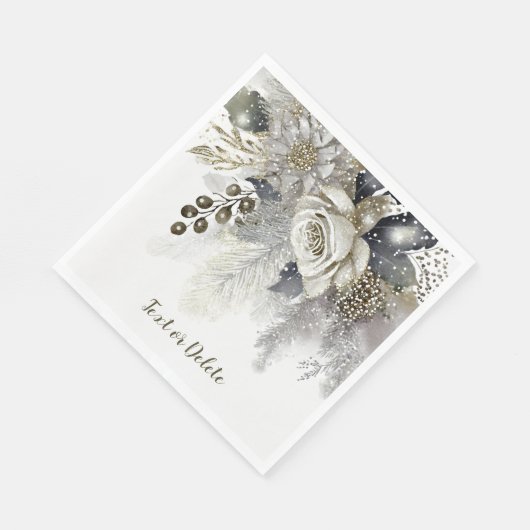 Serviette En Papier Aquarelle du Parti Argent Golden White Roses Fleur (Coin)