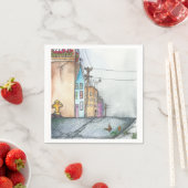 Serviette En Papier Aquarelle du quartier de San Francisco (En situation)