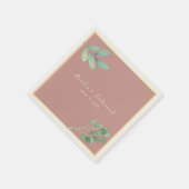 Serviette En Papier Aquarelle Dusty Rose Verdure Mariage serviettes (Coin)