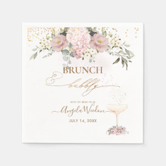 Serviette En Papier Aquarelle Dusty Roses Brunch Bubbly Napkins