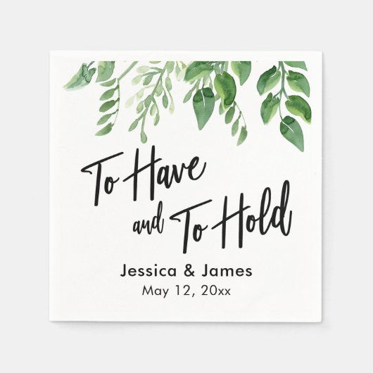 Serviette En Papier Aquarelle Écriture De Verdure À Avoir Et À Tenir (Devant)