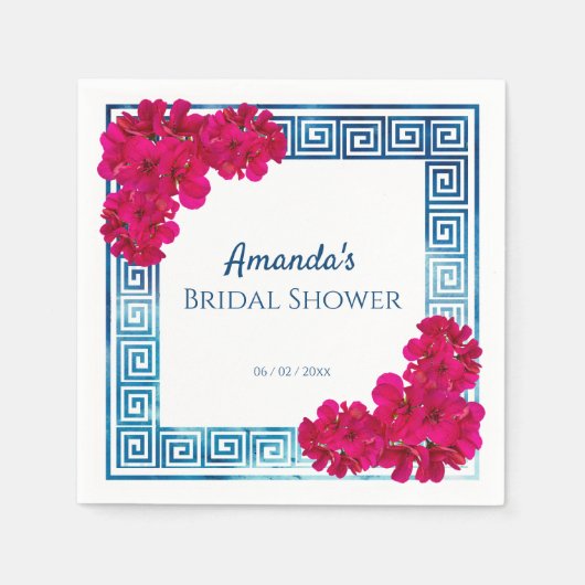 Serviette En Papier Aquarelle Élégance grecque + Baby shower rose pour (Devant)