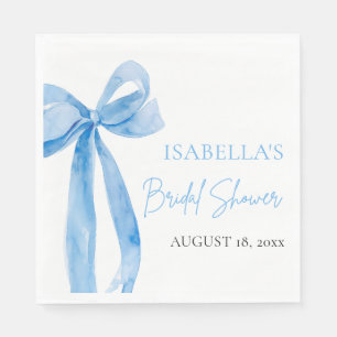 Serviette En Papier Aquarelle Élégant Bleu Poussiéreux Ruban Baby Show