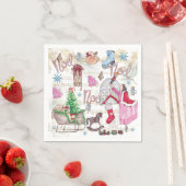 Serviette En Papier Aquarelle Élégante fée de Noël (En situation)