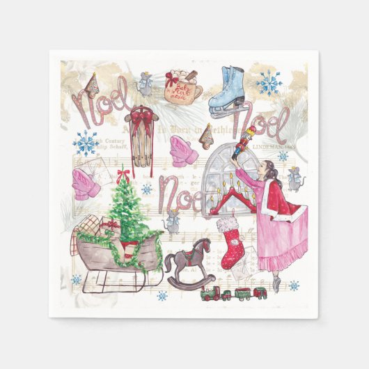 Serviette En Papier Aquarelle Élégante fée de Noël (Devant)