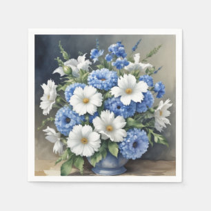 Serviette En Papier Aquarelle élégante Vase Fleurs