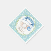 Serviette En Papier Aquarelle Elephant Baby shower bleu NAPKIN (Coin)