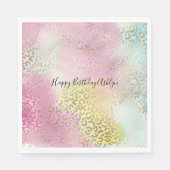 Serviette En Papier Aquarelle Empreinte de léopard Aquarelle rose jaun (Devant)