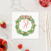 Serviette En Papier Aquarelle en arc rayé Wreath Monogramme de Noël (En situation)