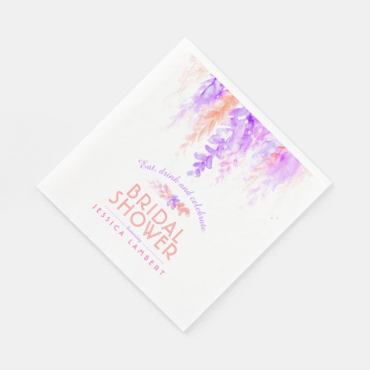 Serviette En Papier Aquarelle en cascade violet orange nuptiale (Coin)