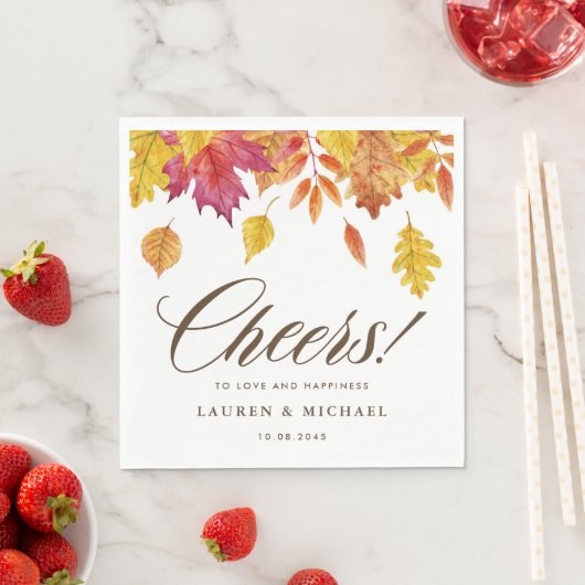 Serviette En Papier Aquarelle en chute Feuille Garland Mariage d'autom (En situation)