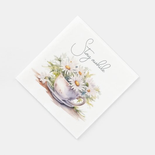 Serviette En Papier Aquarelle En Coupe De Café Avec Texte (Coin)