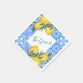 Serviette En Papier Aquarelle en mosaïque toscane avec citron (Coin)
