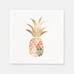 Serviette En Papier Aquarelle en or Ananas serviettes