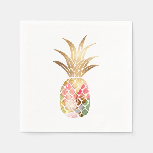Serviette En Papier Aquarelle en or Ananas serviettes (Devant)