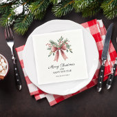 Serviette En Papier Aquarelle en ruban rouge Bow Simple Vacances Holly