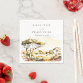 Serviette En Papier Aquarelle en terre bouillie Mariage paysager afric (En situation)