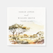 Serviette En Papier Aquarelle en terre bouillie Mariage paysager afric (Devant)