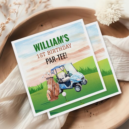 Serviette En Papier Aquarelle en un Golf 1er Anniversaire