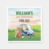 Serviette En Papier Aquarelle en un Golf 1er Anniversaire (Devant)