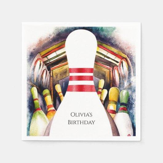 Serviette En Papier Aquarelle enchantée Bowling personnalisé Anniversa (Devant)
