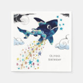 Serviette En Papier Aquarelle Enchantée Requin profond Anniversaire (Devant)