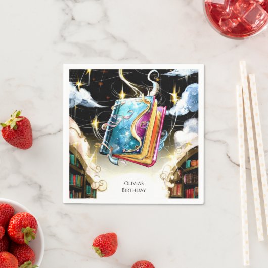 Serviette En Papier Aquarelle Enfants Pastel Histoire Anniversaire (En situation)