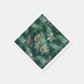 Serviette En Papier Aquarelle Épinette de Noël aux cônes (Coin)