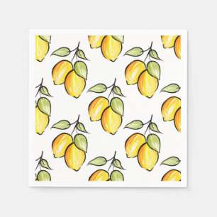 Serviette En Papier Aquarelle et Motif citrons d'encre
