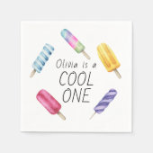 Serviette En Papier Aquarelle Été Popsicle Crème de glace Anniversaire (Devant)