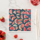 Serviette En Papier Aquarelle été Watermelon Slices Patten (En situation)