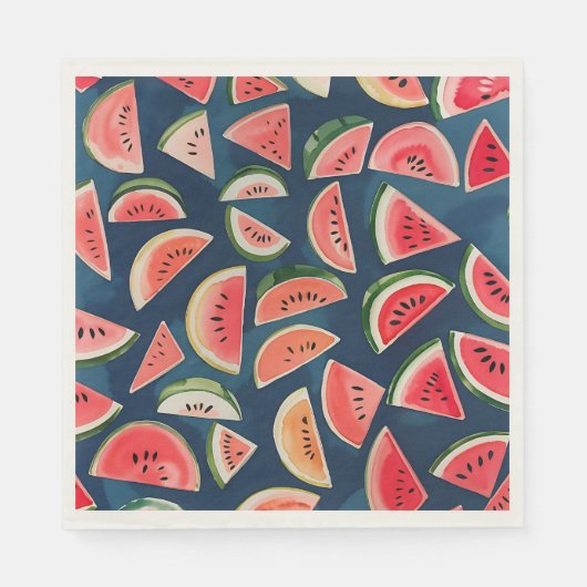 Serviette En Papier Aquarelle été Watermelon Slices Patten (Devant)