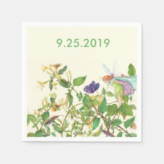 Serviette En Papier Aquarelle Ethérée Fleur Personnalisée (Devant)