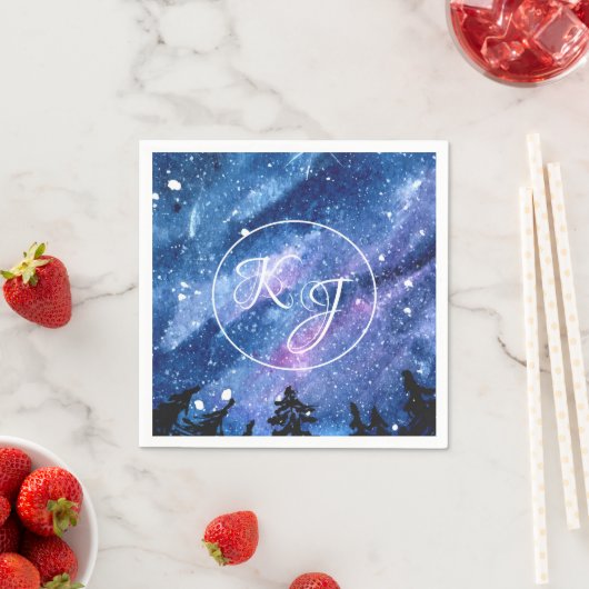 Serviette En Papier Aquarelle étoile ciel (En situation)