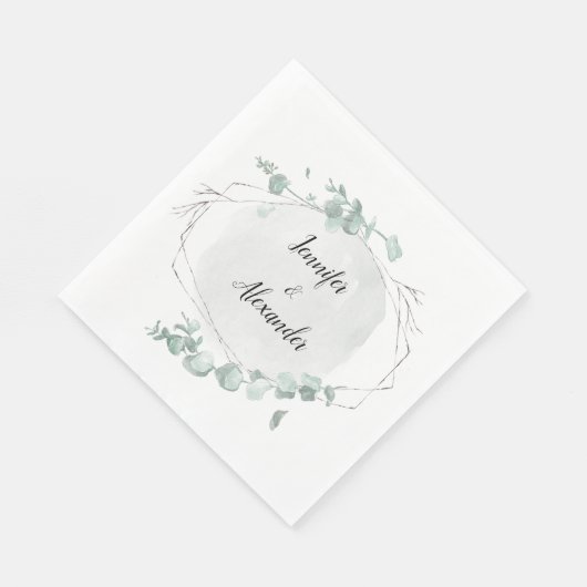 Serviette En Papier Aquarelle Eucalyptus (Coin)