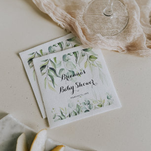 Serviette En Papier Aquarelle Eucalyptus Baby shower vert serviettes