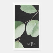 Serviette En Papier Aquarelle Eucalyptus Bold Monogramme noir (Devant)