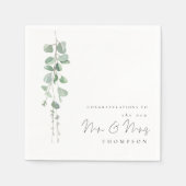 Serviette En Papier Aquarelle Eucalyptus Félicats Nouvelle Mme Mme Nom (Devant)