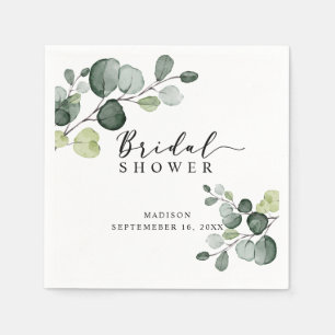 Serviette En Papier Aquarelle Eucalyptus Fête des mariées verte