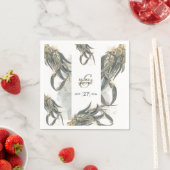 Serviette En Papier Aquarelle Eucalyptus Feuille Mariage vert (En situation)