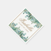 Serviette En Papier Aquarelle Eucalyptus Green Gold Graduation (Coin)