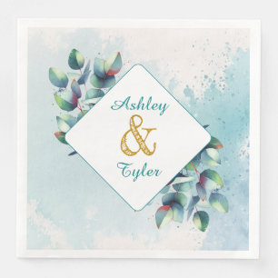 Serviette En Papier Aquarelle Eucalyptus Mariage botanique