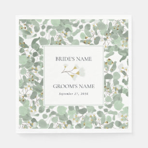 Serviette En Papier Aquarelle Eucalyptus Mariage de fleurs vertes