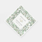 Serviette En Papier Aquarelle Eucalyptus Mariage de fleurs vertes (Coin)