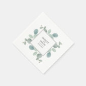 Serviette En Papier Aquarelle Eucalyptus Mariage de verdure (Coin)